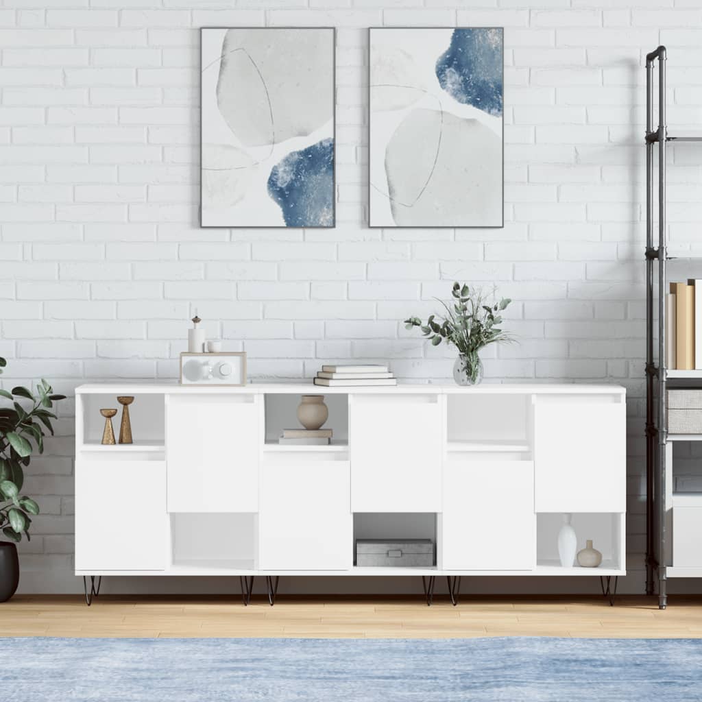 Dressoirs 3 st bewerkt hout wit is nu te koop bij PeponiXL, paradijselijk wonen!