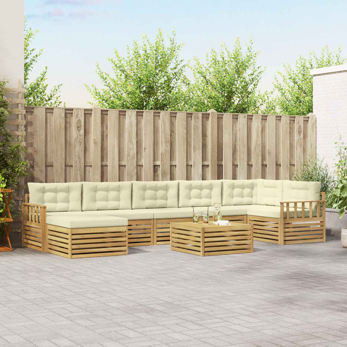 Buiten bankenset met kussen 8 pcs is nu te koop bij PeponiXL, paradijselijk wonen!