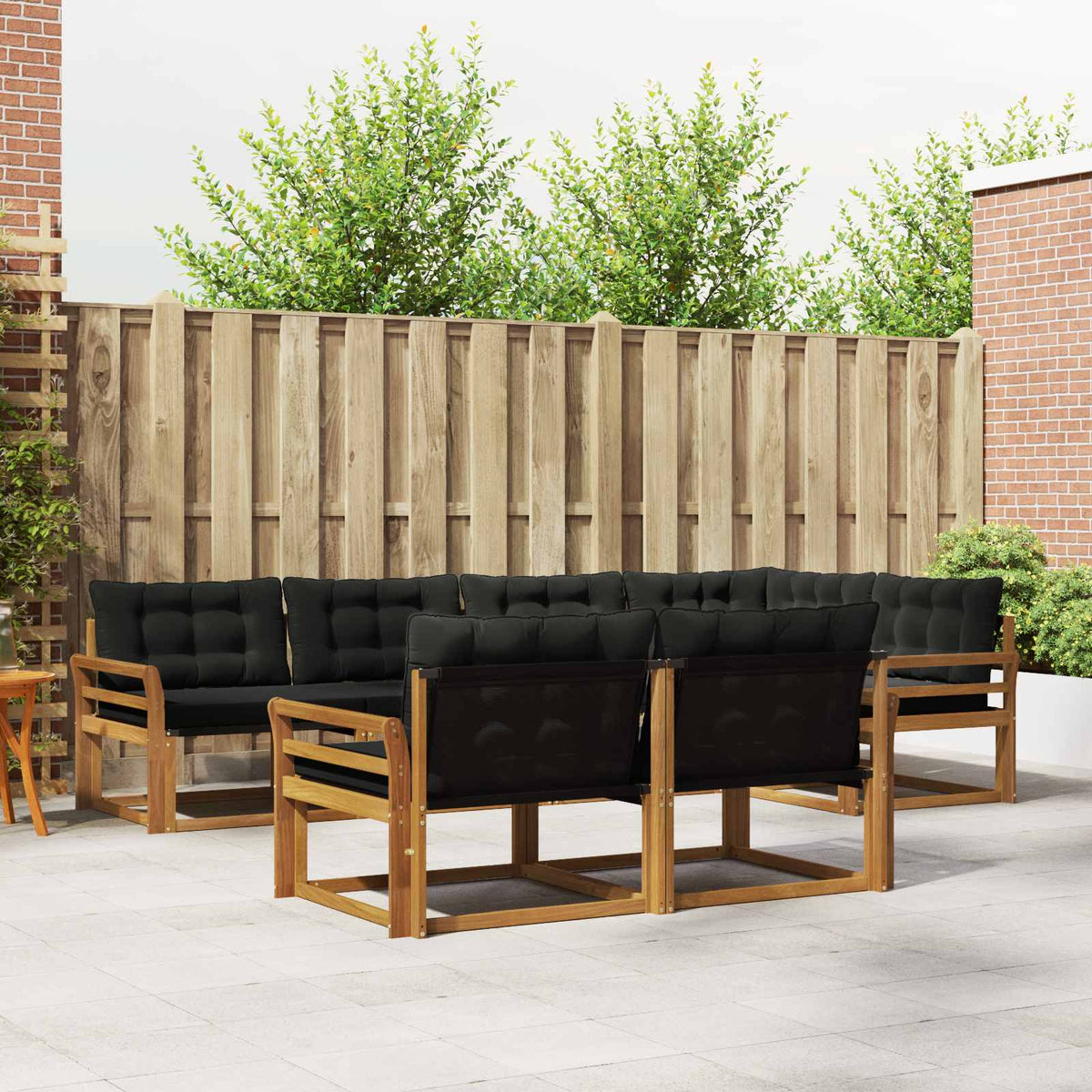 Buiten bankenset met kussen 7 pcs Natuurlijk en Zwart is nu te koop bij PeponiXL, paradijselijk wonen!