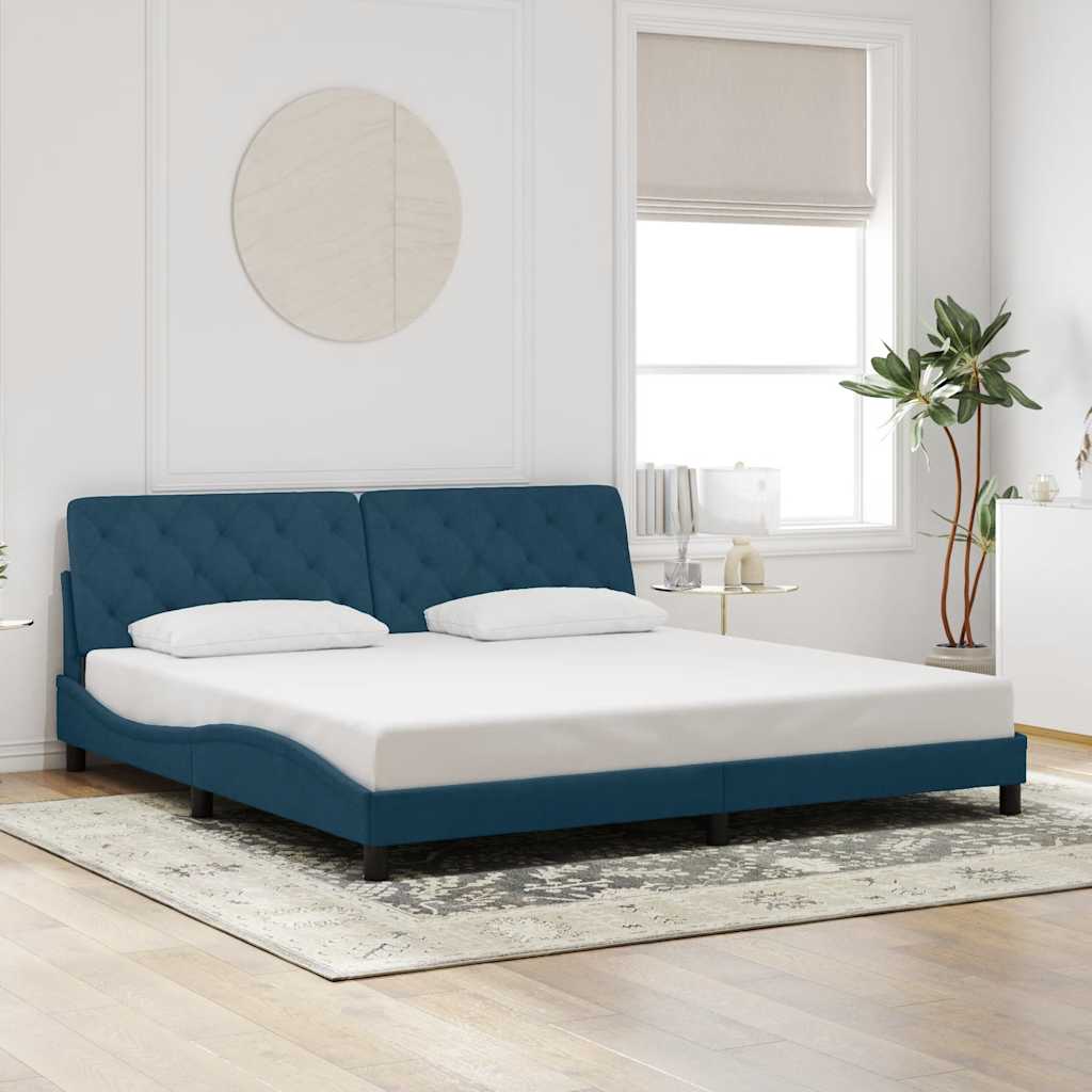 Bedframe zonder matras fluweel blauw 200x200 cm is nu te koop bij PeponiXL, paradijselijk wonen!