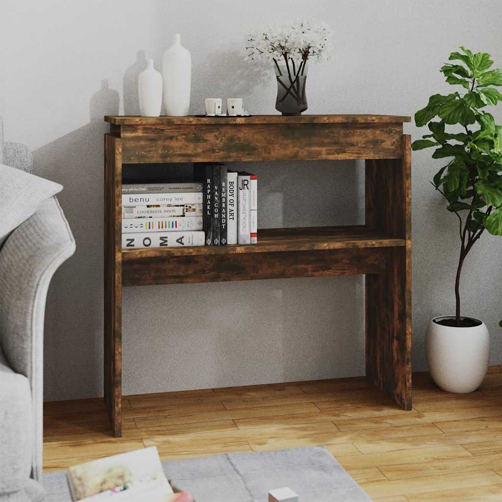 Wandtafel 80x30x80 cm bewerkt hout gerookt eikenkleurig is nu te koop bij PeponiXL, paradijselijk wonen!