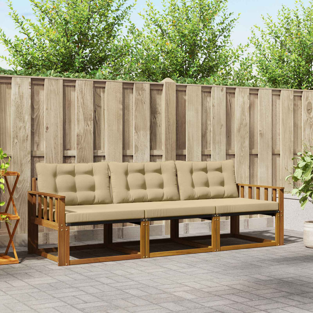 Buiten bankenset met kussen 3 pcs Natuurlijk en Beige is nu te koop bij PeponiXL, paradijselijk wonen!