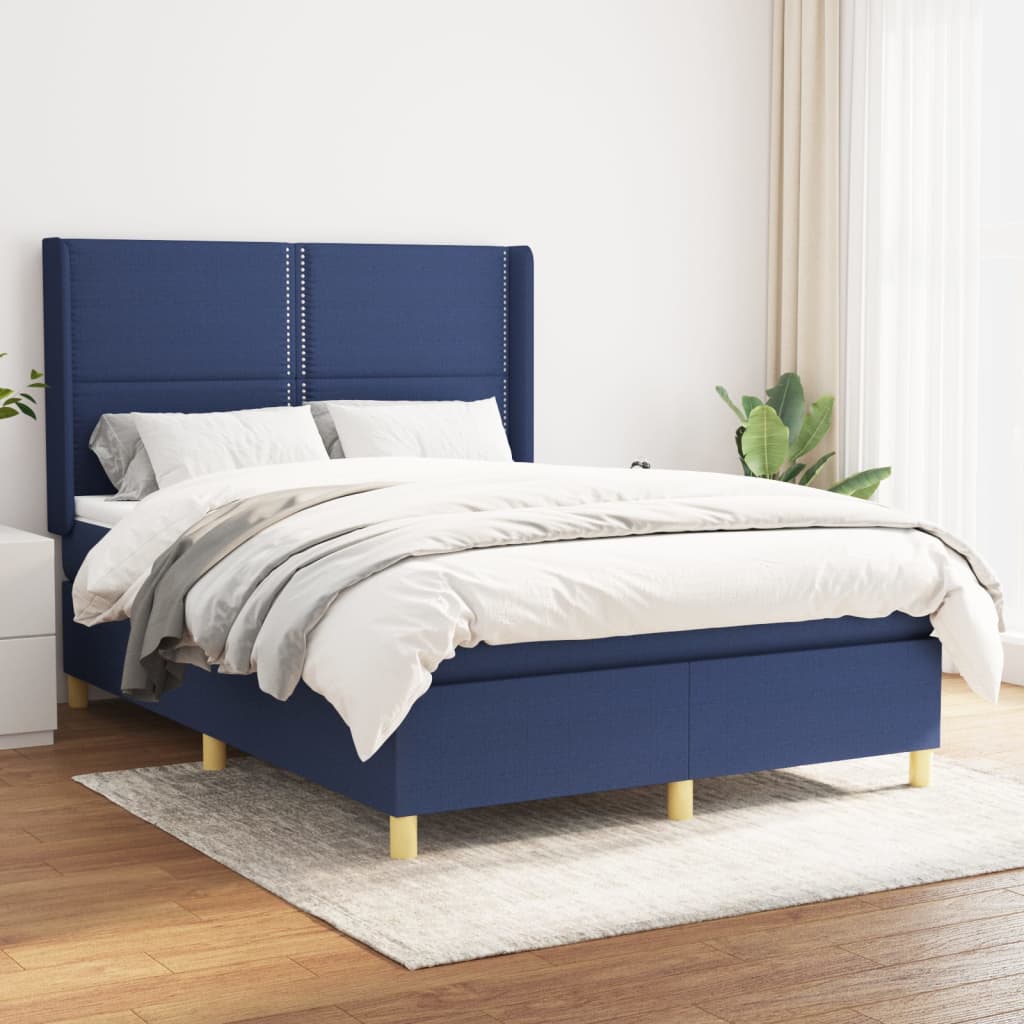 Boxspring met matras stof blauw 140x200 cm is nu te koop bij PeponiXL, paradijselijk wonen!