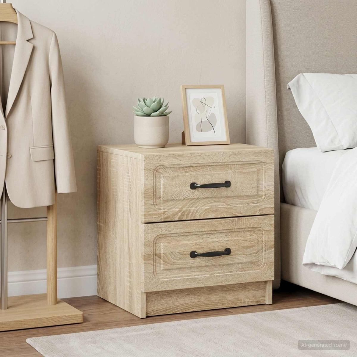 Nachtkastje 2 pcs Sonoma Eiken 43 x 34,5 x 44,5 cm Bewerkt hout is nu te koop bij PeponiXL, paradijselijk wonen!