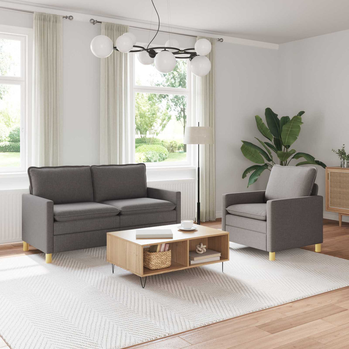 Bankstel 2 st Taupe Stof is nu te koop bij PeponiXL, paradijselijk wonen!