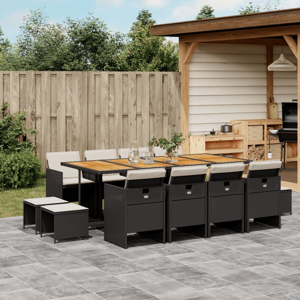 13-delige Tuinset met kussens poly rattan zwart is nu te koop bij PeponiXL, paradijselijk wonen!