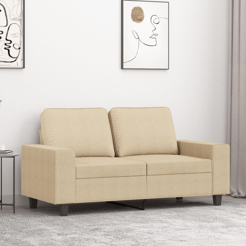 Tweezitsbank 120 cm stof crèmekleurig is nu te koop bij PeponiXL, paradijselijk wonen!