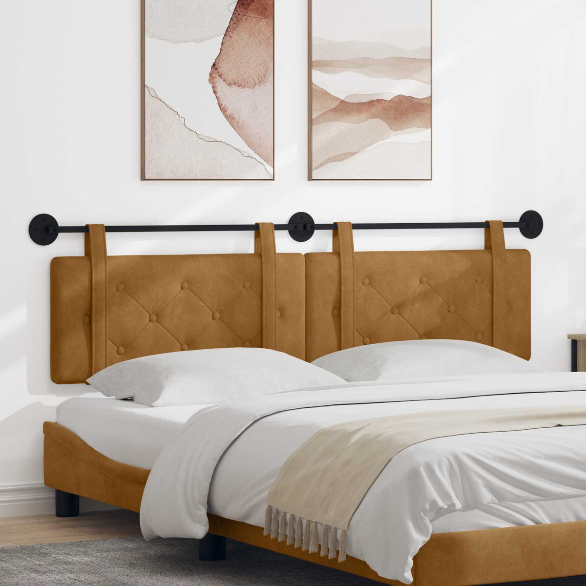Hangend hoofdbord Bruin Fluweel is nu te koop bij PeponiXL, paradijselijk wonen!