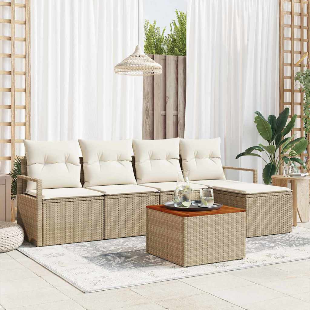 Tuinbankenset 6 st Beige en Crème poly rattan is nu te koop bij PeponiXL, paradijselijk wonen!