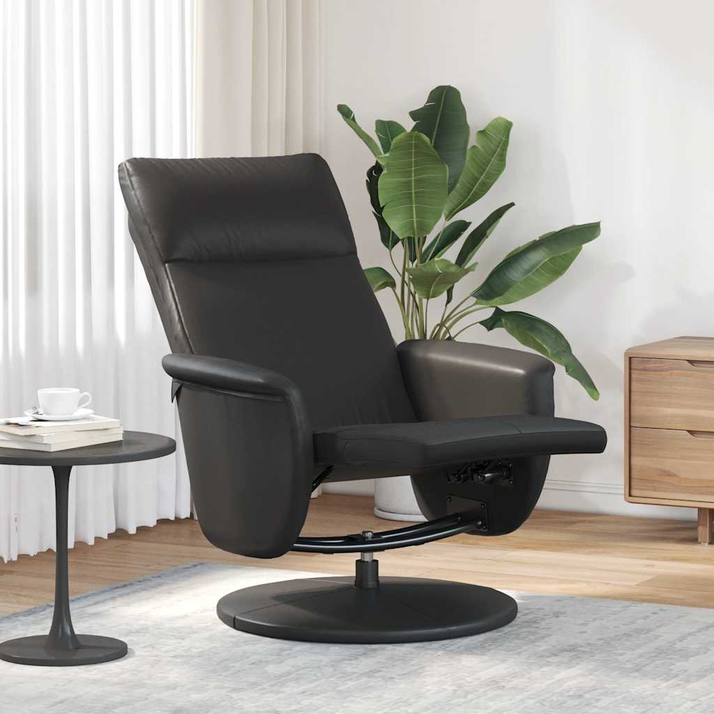 Fauteuil verstelbaar met voetensteun kunstleer zwart is nu te koop bij PeponiXL, paradijselijk wonen!