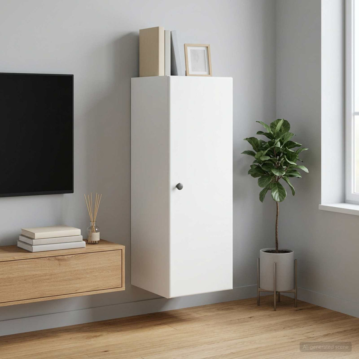 Wandkast Wit 33 x 34,5 x 90 cm Bewerkt hout is nu te koop bij PeponiXL, paradijselijk wonen!