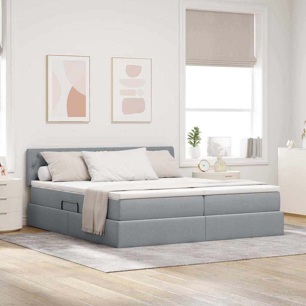 Opslag bed met matras Lichtgrijs 180 x 200 cm Nep Leer is nu te koop bij PeponiXL, paradijselijk wonen!