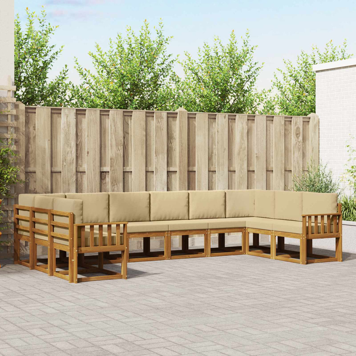 Buiten bankenset met kussen 10 pcs Natuurlijk en Beige is nu te koop bij PeponiXL, paradijselijk wonen!