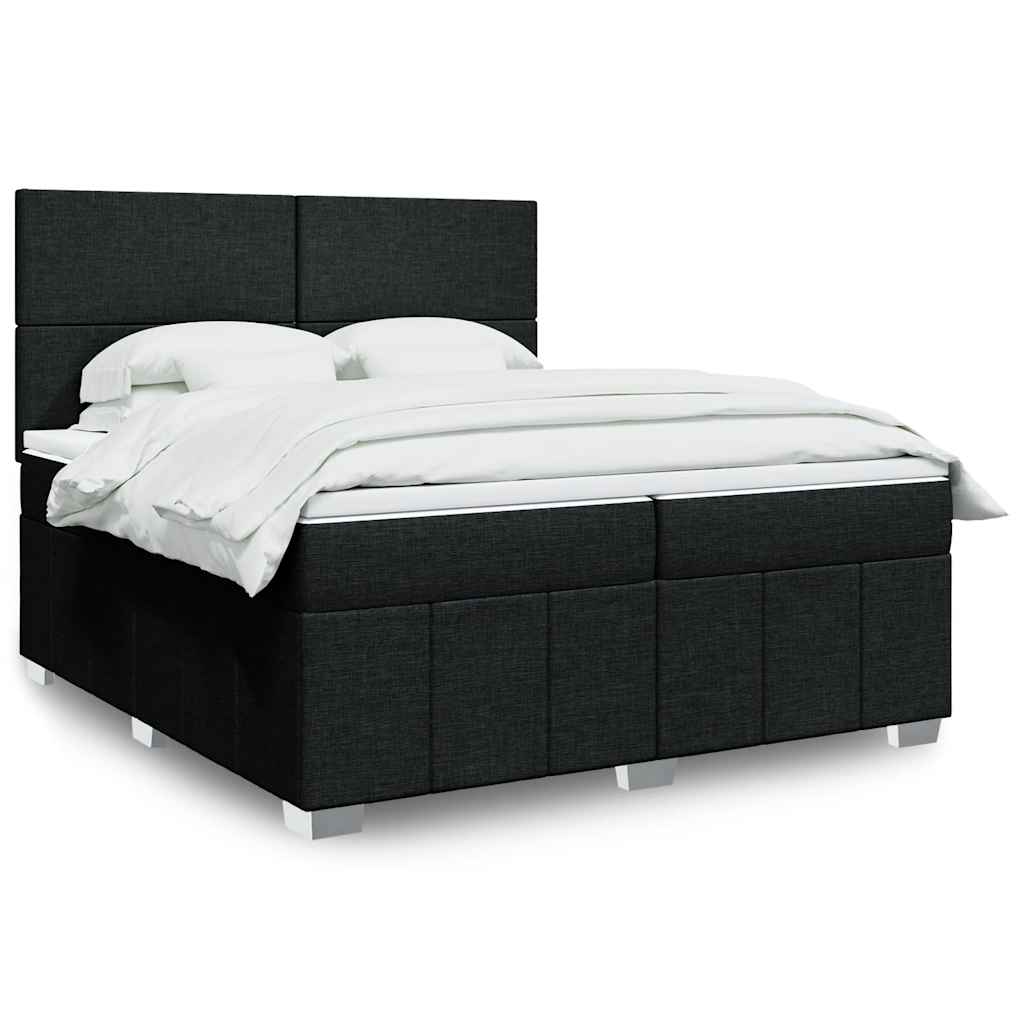 Boxspring met matras stof zwart 200x200 cm is nu te koop bij PeponiXL, paradijselijk wonen!