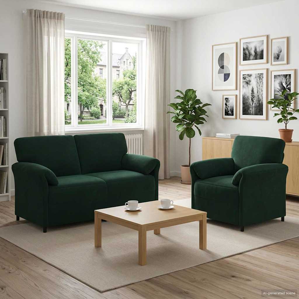 Bankstel 2 st Donkergroen Fluweel is nu te koop bij PeponiXL, paradijselijk wonen!