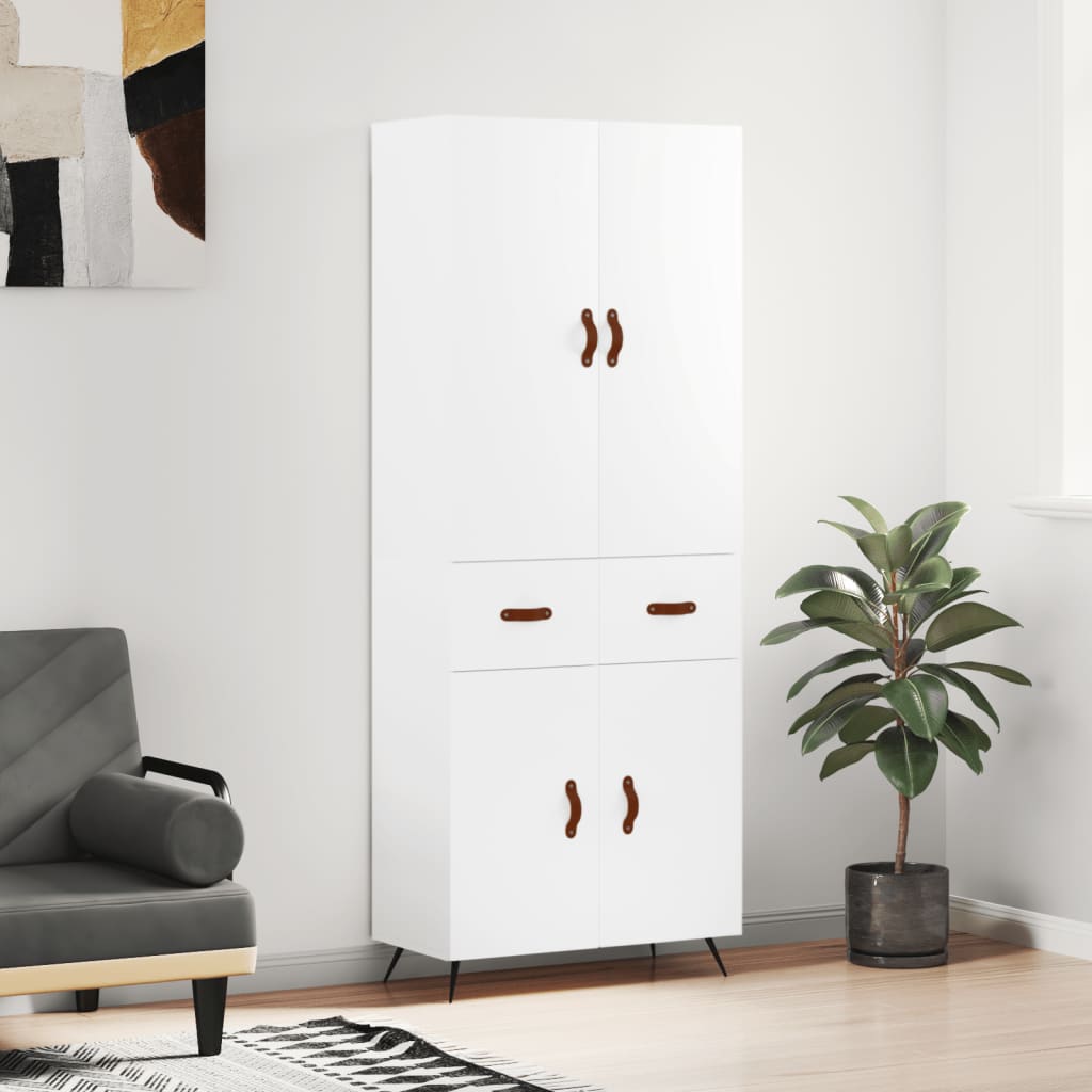 Hoge kast 69,5x34x180 cm bewerkt hout wit is nu te koop bij PeponiXL, paradijselijk wonen!