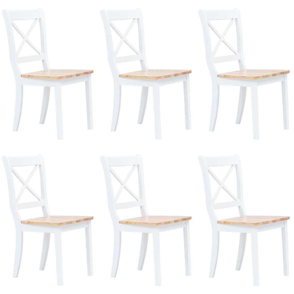 Eetkamerstoelen 6 st massief rubberwood wit en naturel is nu te koop bij PeponiXL, paradijselijk wonen!
