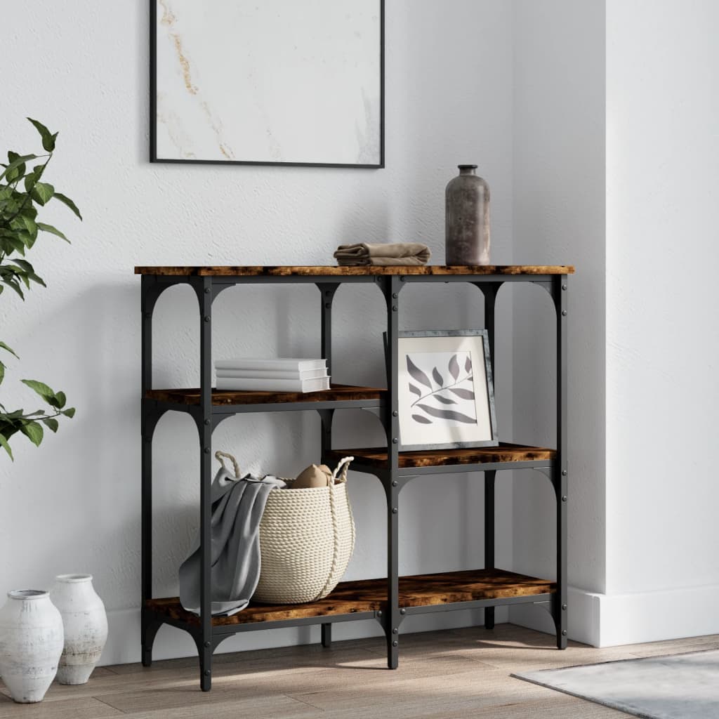 Wandtafel 80x29x75 cm bewerkt hout gerookt eikenkleurig is nu te koop bij PeponiXL, paradijselijk wonen!