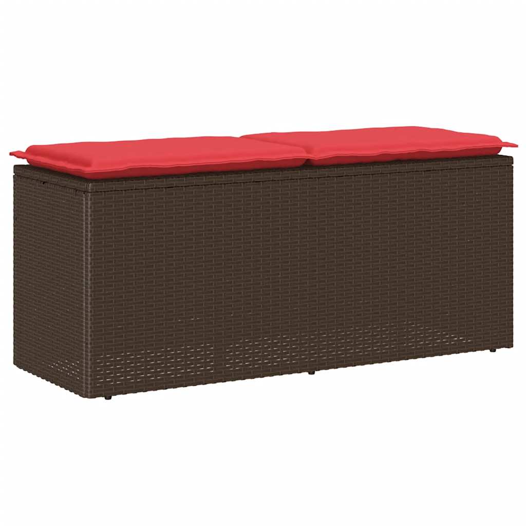 Tuinbank met kussen 110x40x44 cm poly rattan bruin is nu te koop bij PeponiXL, paradijselijk wonen!