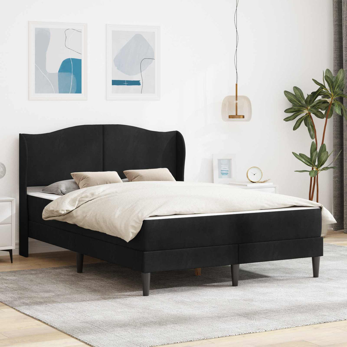 Bedframe met hoofdeinde 2 pcs Zwart 120 x 190 cm Fluweel is nu te koop bij PeponiXL, paradijselijk wonen!