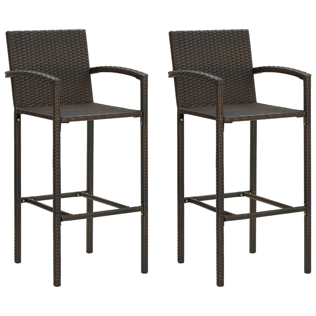 Barkrukken 2 st poly rattan bruin is nu te koop bij PeponiXL, paradijselijk wonen!