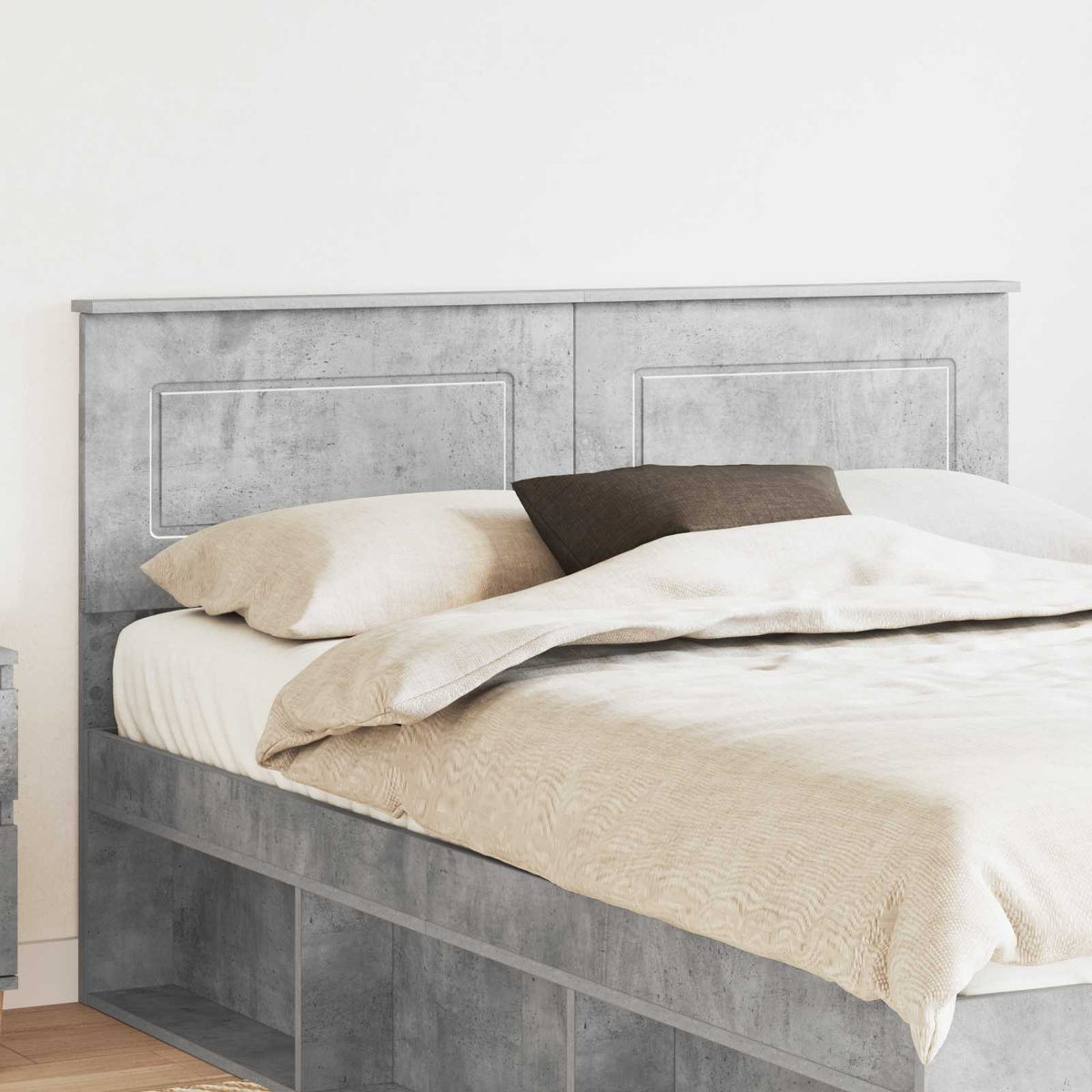 Hoofdbord Beton Grijs Bewerkt hout is nu te koop bij PeponiXL, paradijselijk wonen!