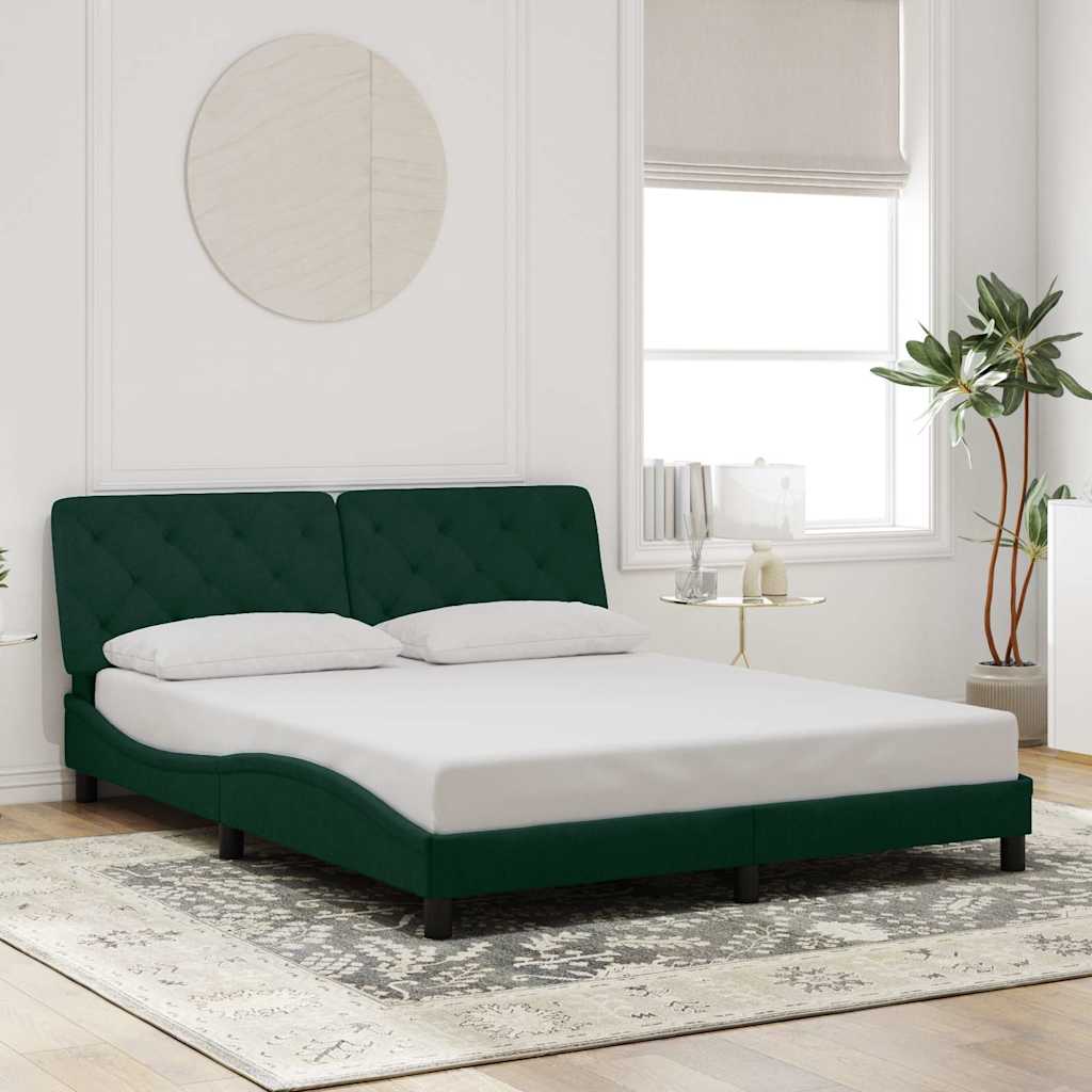 Bedframe zonder matras 160x200 cm fluweel donkergroen is nu te koop bij PeponiXL, paradijselijk wonen!