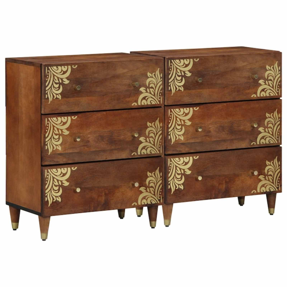 Dressoir 2 pcs Honingbruin 60 x 33 x 75 cm Massief Mango Hout is nu te koop bij PeponiXL, paradijselijk wonen!