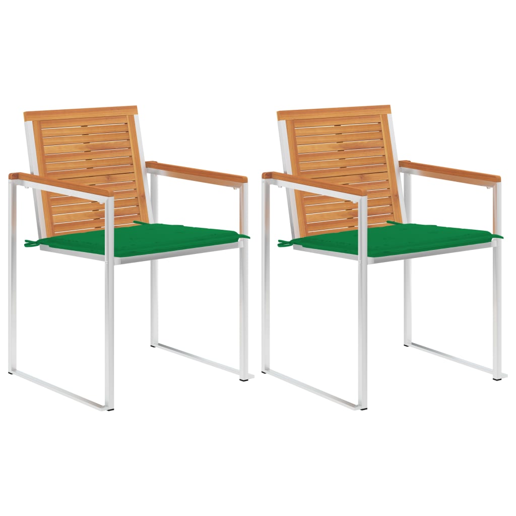 Tuinstoelen 2 st met kussens massief acaciahout en staal is nu te koop bij PeponiXL, paradijselijk wonen!