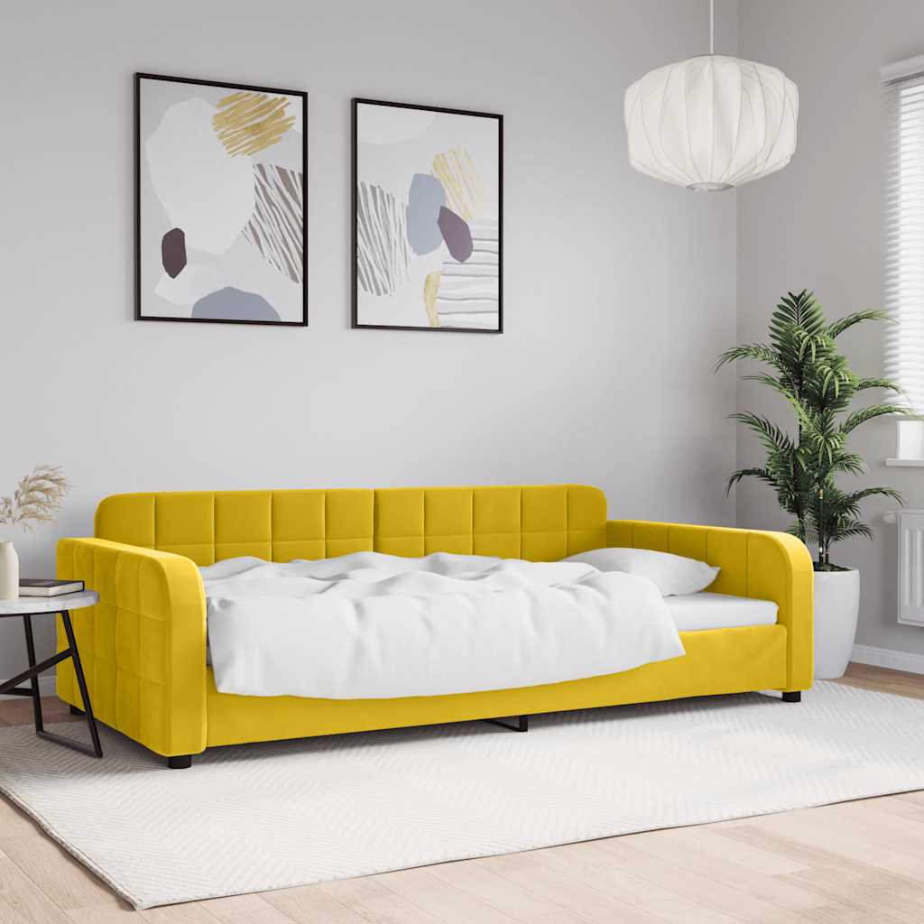 Slaapbank 100x200 cm fluweel geel is nu te koop bij PeponiXL, paradijselijk wonen!