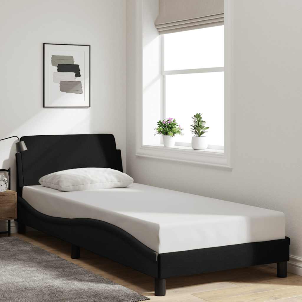 Bedframe met hoofdeinde "Dover" 90x200 cm stof zwart is nu te koop bij PeponiXL, paradijselijk wonen!