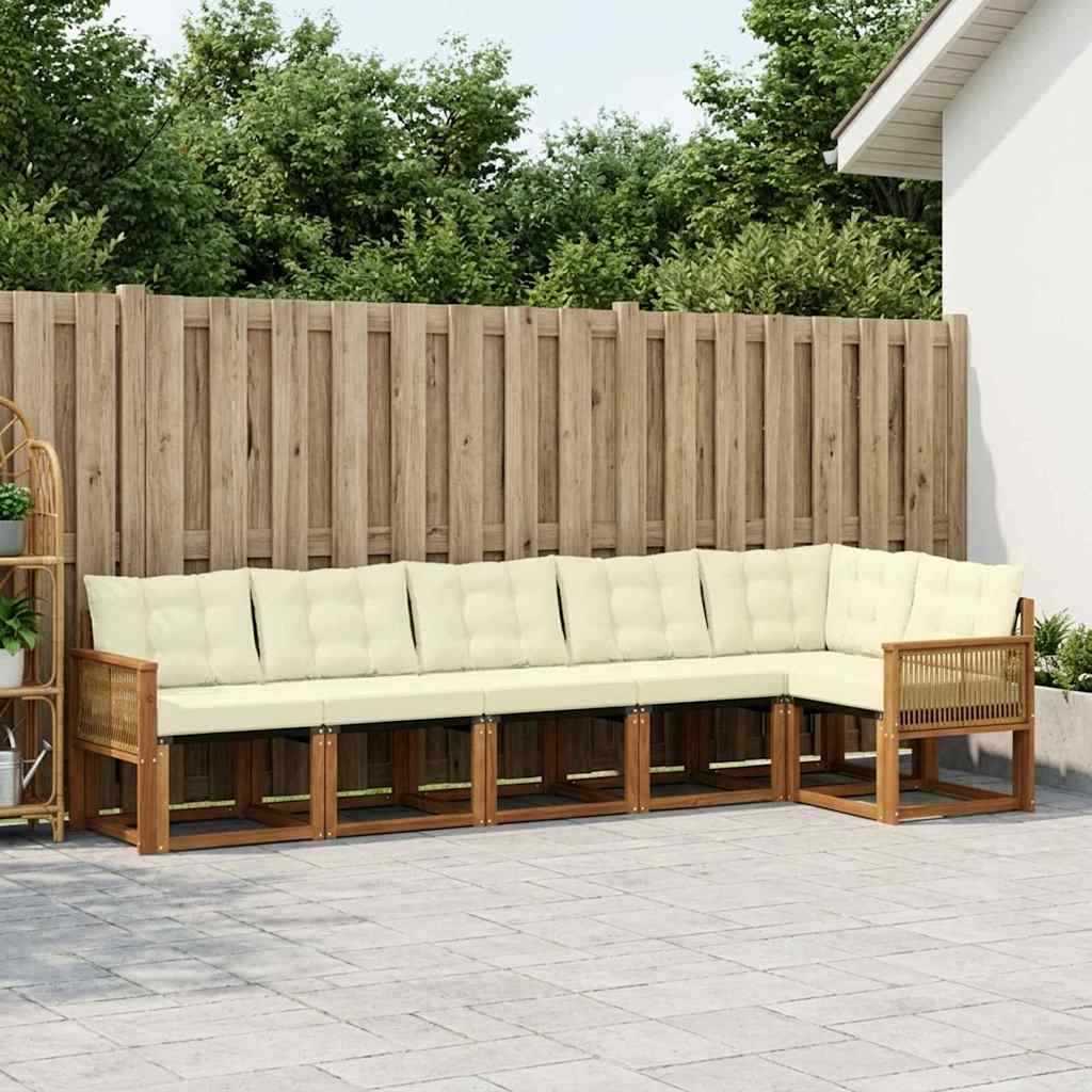 Buiten bankenset met kussen 6 pcs Natuurlijk en Crème is nu te koop bij PeponiXL, paradijselijk wonen!