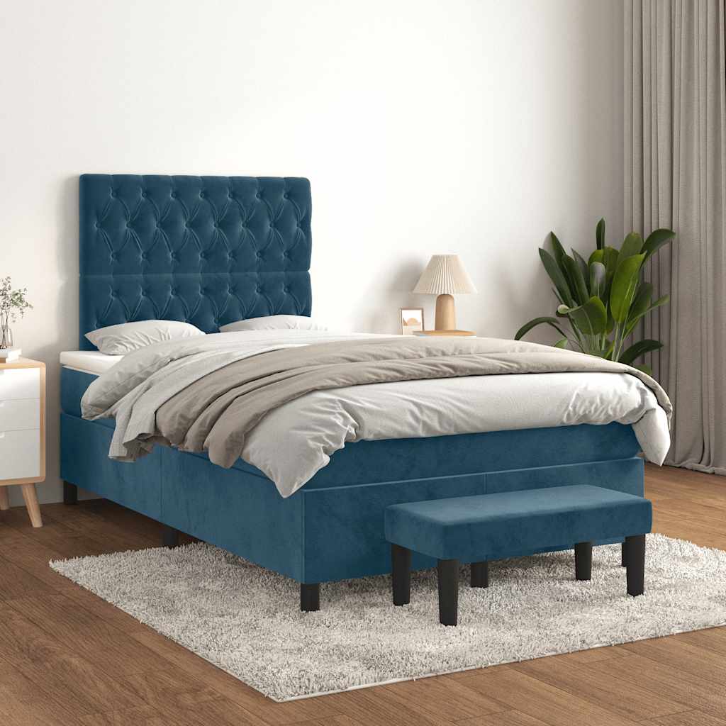 Boxspring met matras fluweel donkerblauw 120x190 cm is nu te koop bij PeponiXL, paradijselijk wonen!