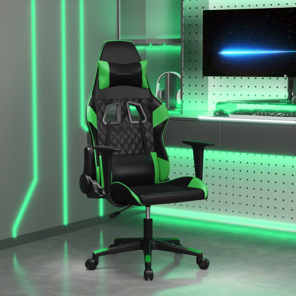 Gamestoel kunstleer zwart en groen is nu te koop bij PeponiXL, paradijselijk wonen!
