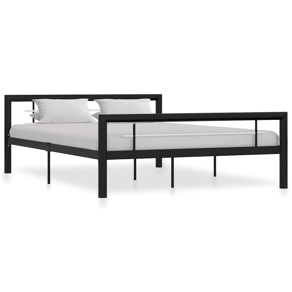 Bedframe metaal zwart en wit 140x200 cm is nu te koop bij PeponiXL, paradijselijk wonen!