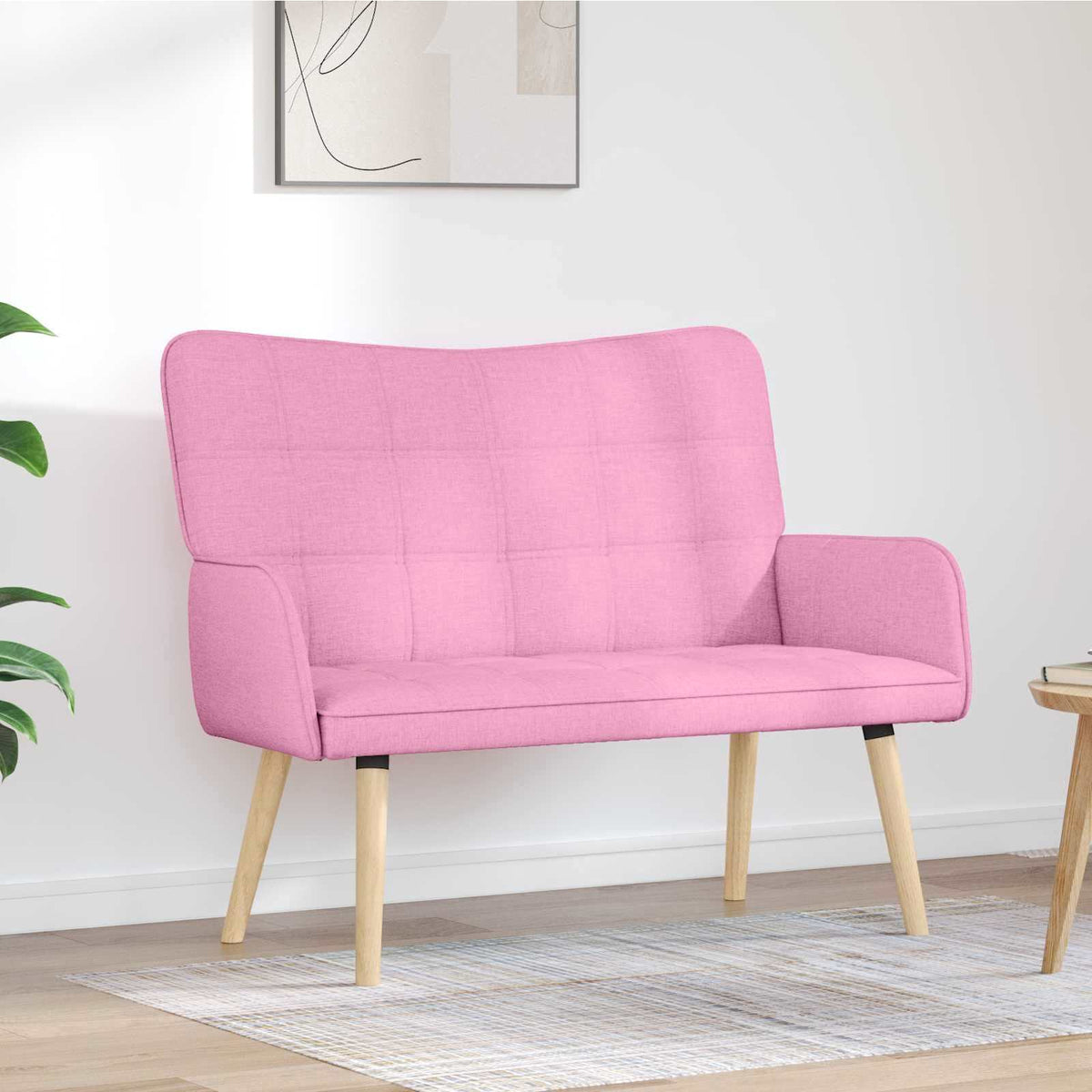 Twee Persoons Sofa Roze 115 x 61 x 87 cm Stof is nu te koop bij PeponiXL, paradijselijk wonen!