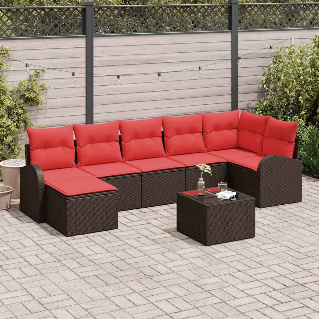 Tuin Sofa Set met kussen 8 pcs Bruin Poly Rattan is nu te koop bij PeponiXL, paradijselijk wonen!