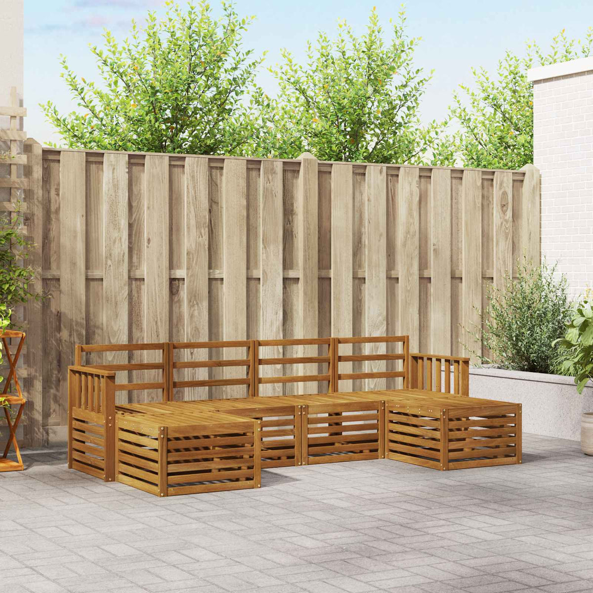 Sofa-Sets 6 pcs Naturel Massief Acaciahout is nu te koop bij PeponiXL, paradijselijk wonen!