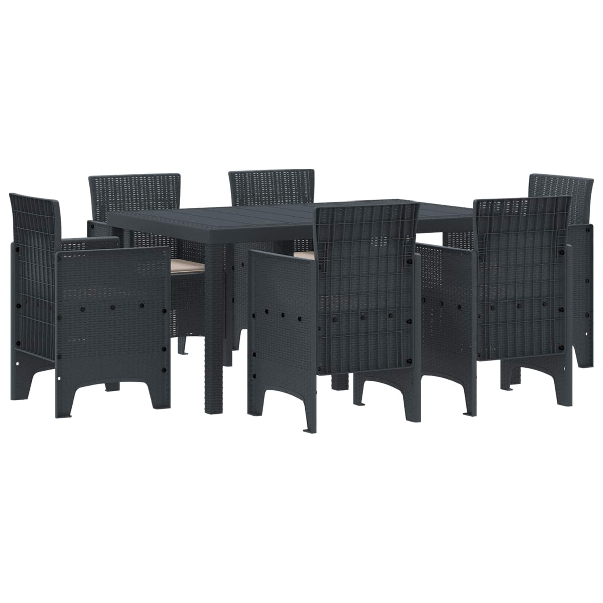 Tuin Eetset 7 pcs Antraciet Polt riet is nu te koop bij PeponiXL, paradijselijk wonen!