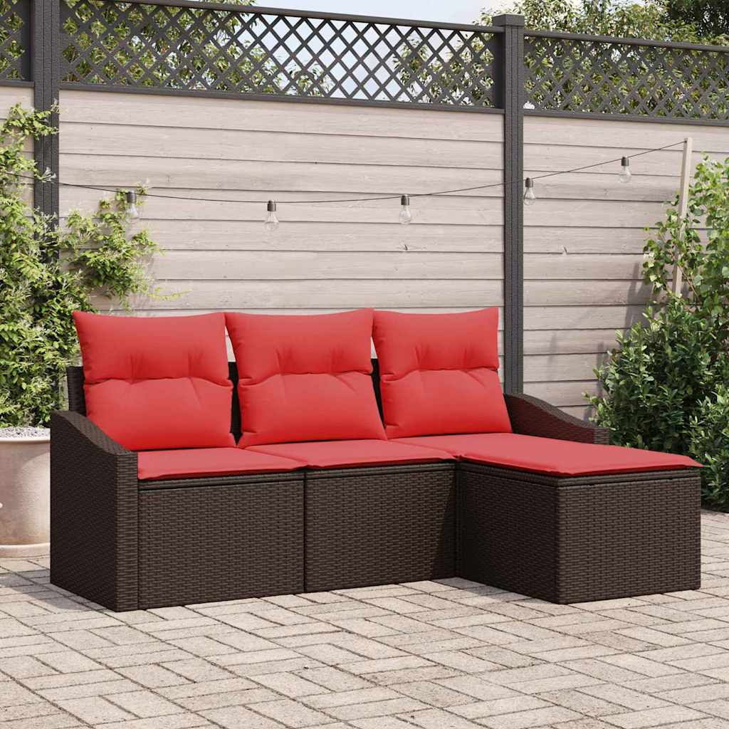 Bankstel 4 st Bruin poly rattan is nu te koop bij PeponiXL, paradijselijk wonen!