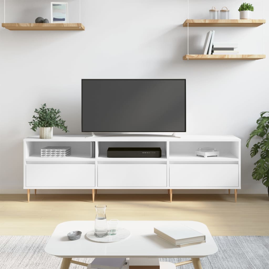 Tv-meubel 150x30x44,5 cm bewerkt hout wit is nu te koop bij PeponiXL, paradijselijk wonen!