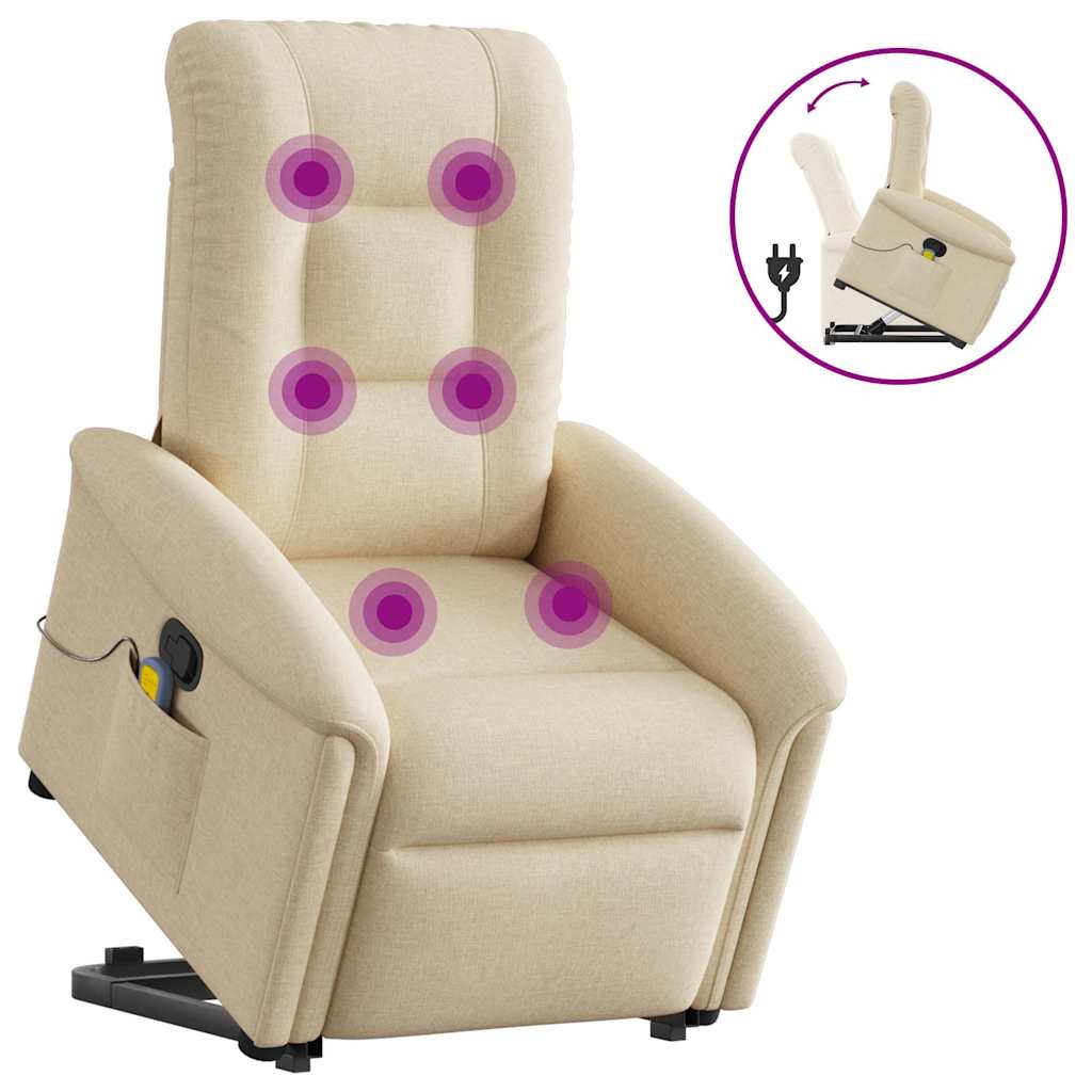 Sta-op-massagestoel verstelbaar stof crèmekleurig is nu te koop bij PeponiXL, paradijselijk wonen!