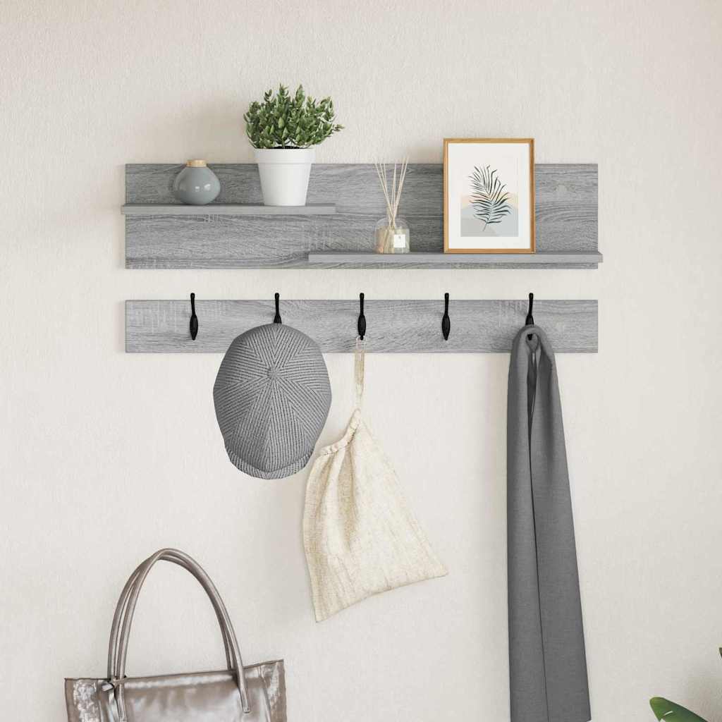 Wandgemonteerde kapstok met plank Grijs Sonoma 90 x 15 x 36 cm is nu te koop bij PeponiXL, paradijselijk wonen!