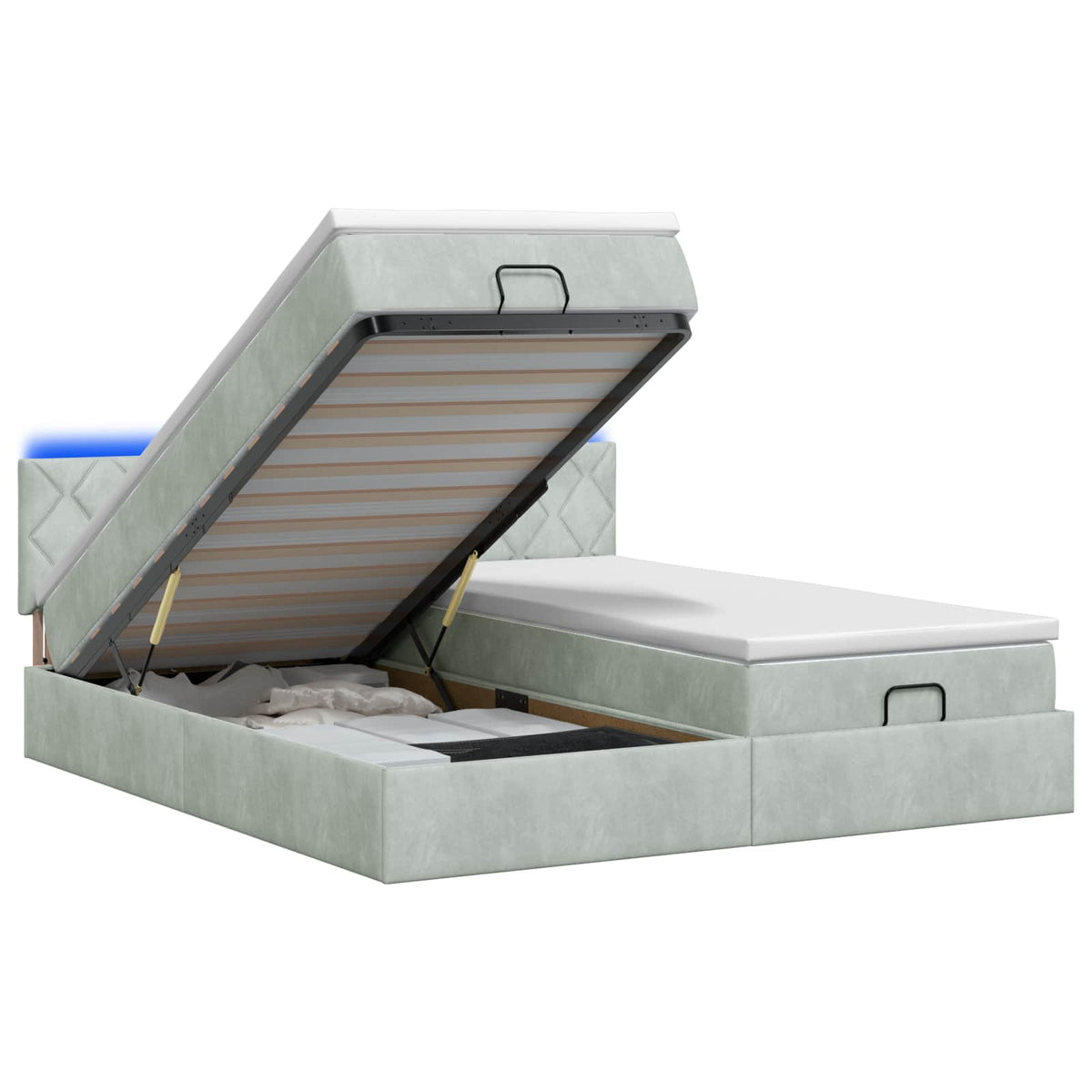 Ottoman Bed met Matrassen en LED Lichtgrijs 180 x 200 cm is nu te koop bij PeponiXL, paradijselijk wonen!