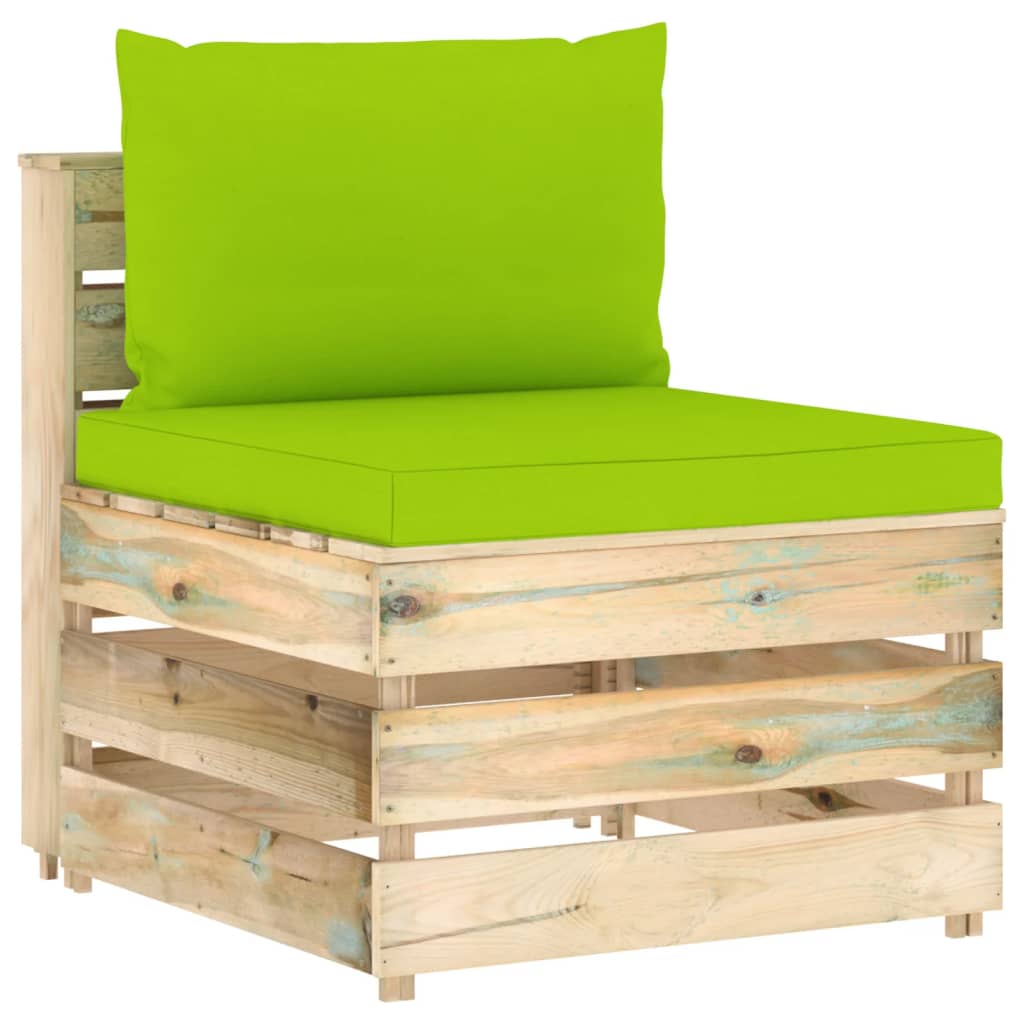 Middenbank sectioneel met kussens groen geïmpregneerd hout is nu te koop bij PeponiXL, paradijselijk wonen!