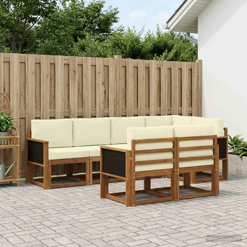 Buiten bankenset met kussen 7 pcs Natuurlijk en Crème Polyester is nu te koop bij PeponiXL, paradijselijk wonen!