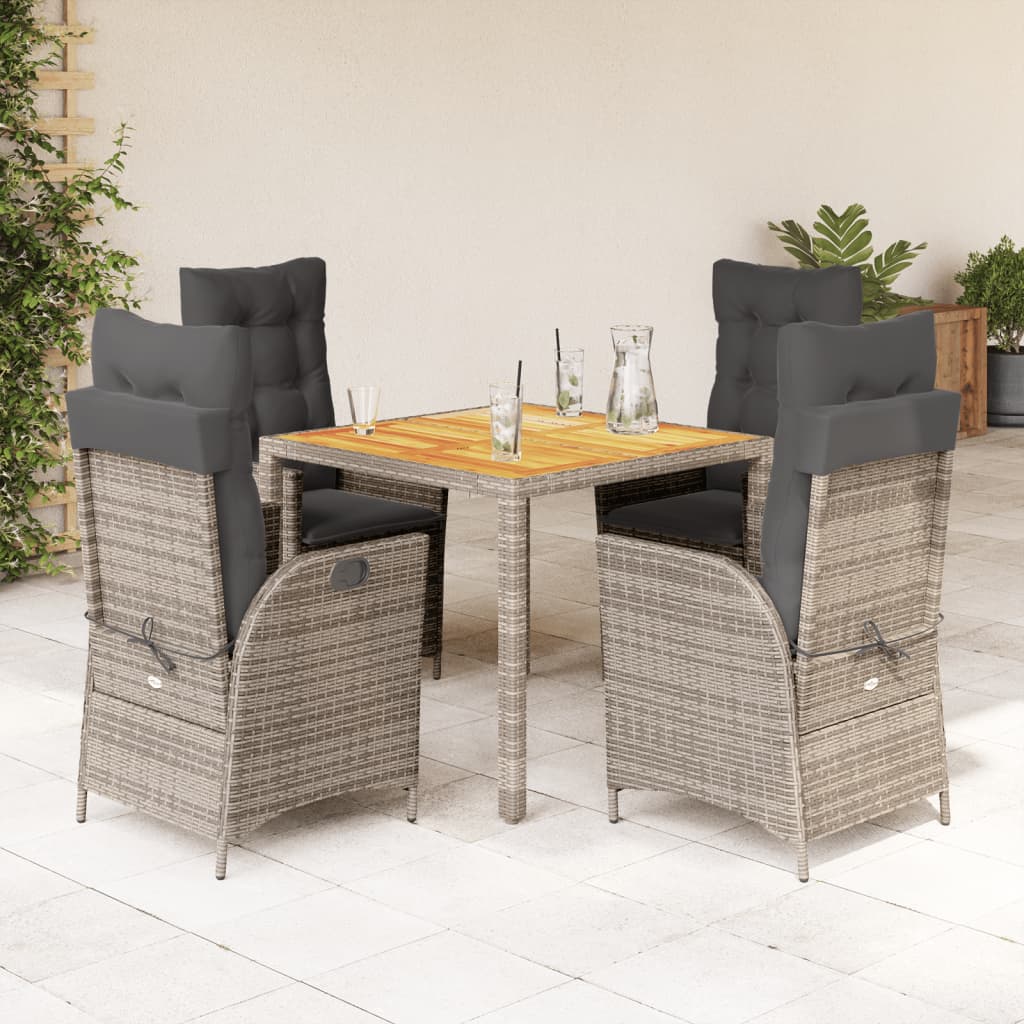 5-delige Tuinset met kussens poly rattan grijs is nu te koop bij PeponiXL, paradijselijk wonen!
