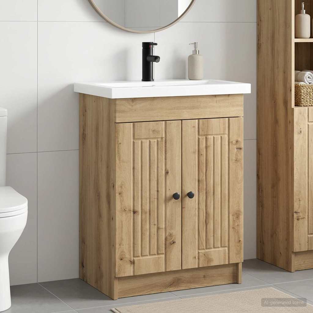 Badkamermeubelset Artisanaal eiken 78,5 x 37,5 x 81 cm is nu te koop bij PeponiXL, paradijselijk wonen!