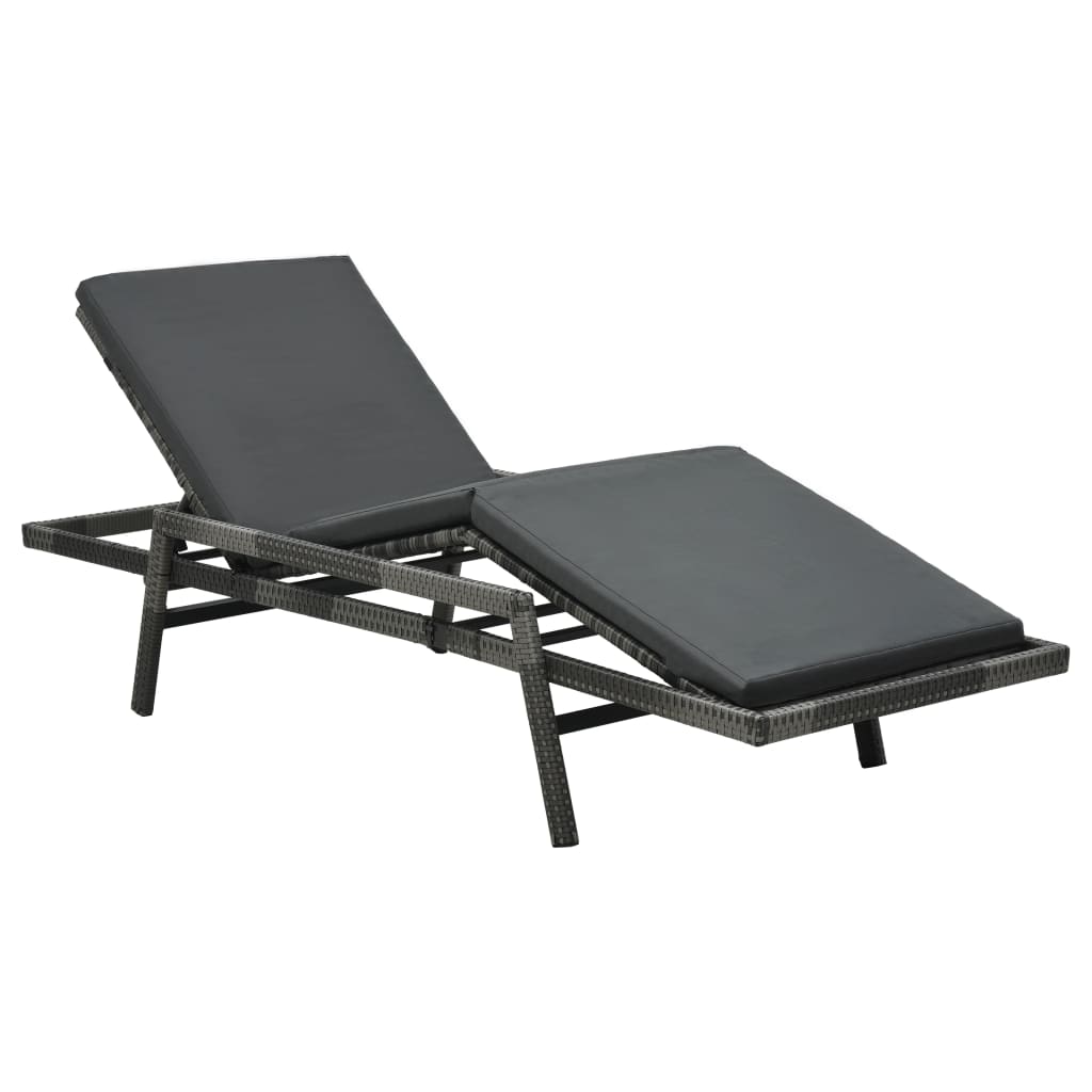 Ligbed met kussen poly rattan grijs is nu te koop bij PeponiXL, paradijselijk wonen!