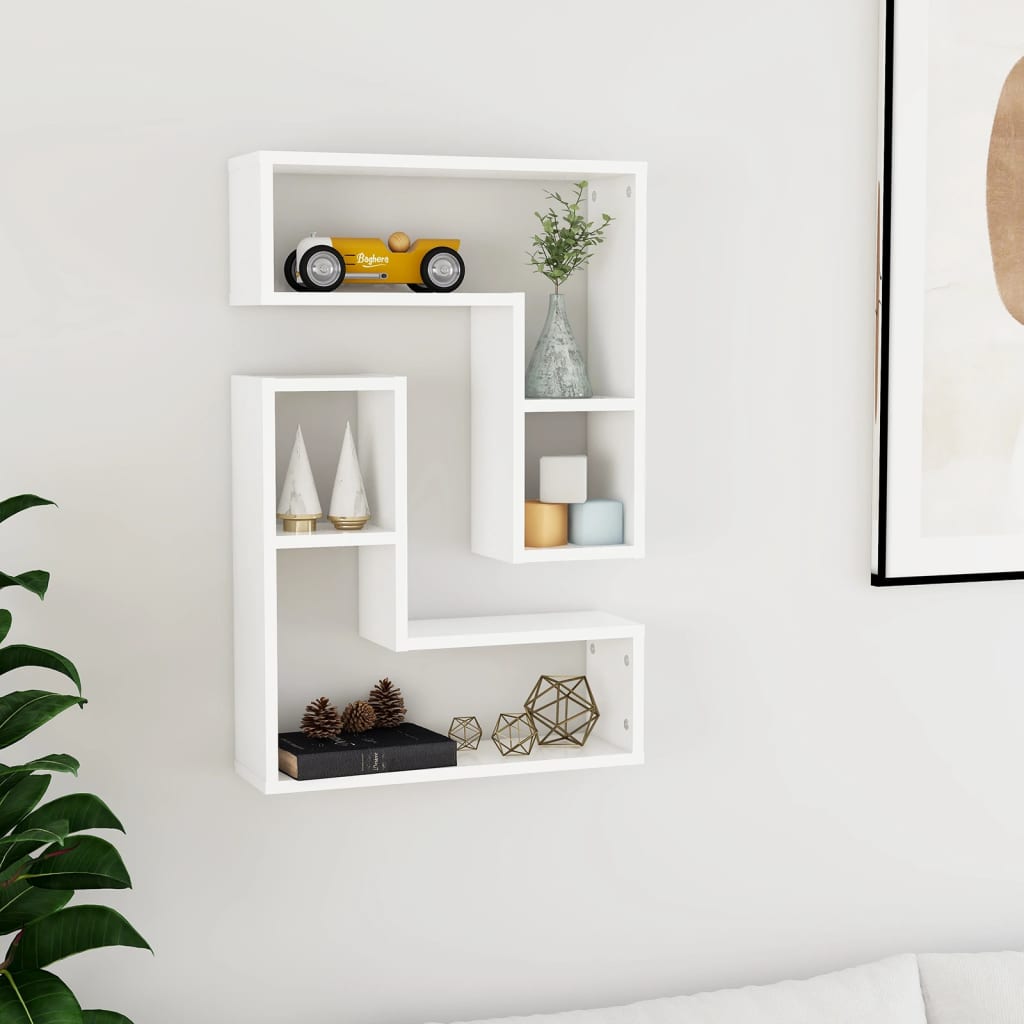 Wandschappen 2 st 50x15x50 cm bewerkt hout wit is nu te koop bij PeponiXL, paradijselijk wonen!